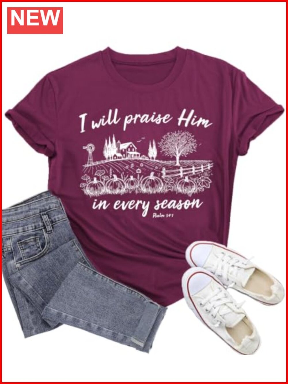 Womens Christian T-Shirt Bible Verse Religious Tee Church Top